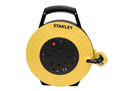 STANLEY Electrical Semi-Enclosed Cable Reel 240V 13A 4-Socket + 2 USB 15m STANLEY� Electrical - NN4 Online