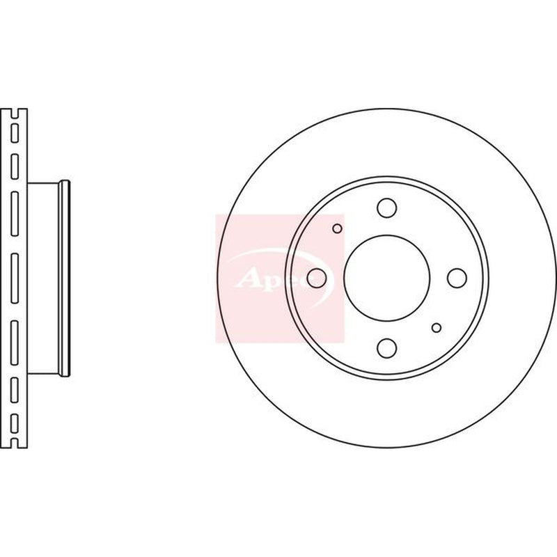 Apec 2 x Vented Brake Discs fits Hyundai Accent II 1999-2006 1.3 1.5 1.6