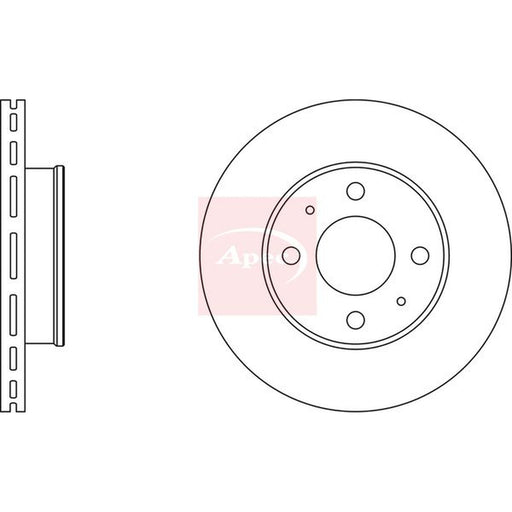 Apec 2 x Vented Brake Discs fits Hyundai Accent II 1999-2006 1.3 1.5 1.6