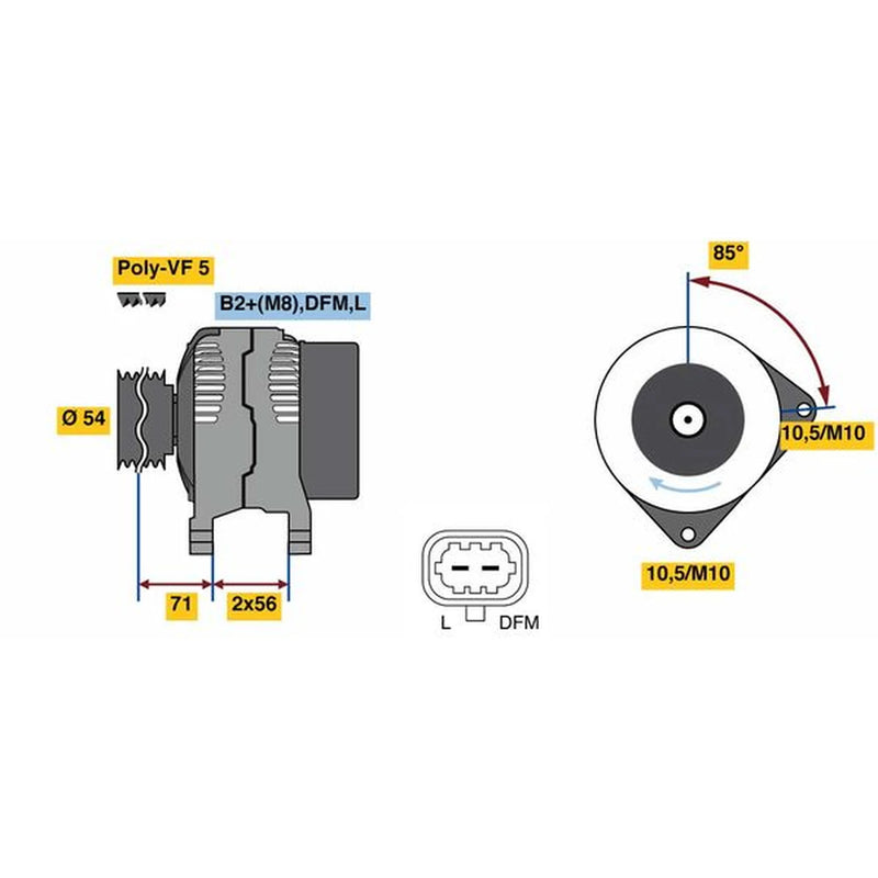 Bosch Car Alternator 12V 0 986 080 100