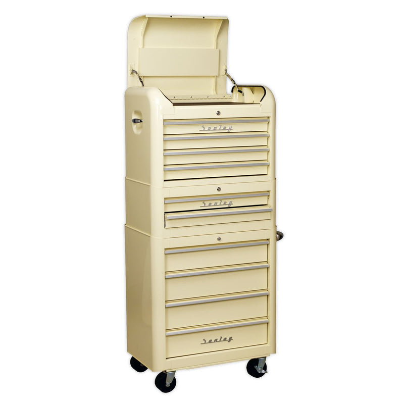 Sealey Retro Style Topchest Mid-Box & Rollcab Combination 10 Drawer Cream Sealey - Dynamic Drive