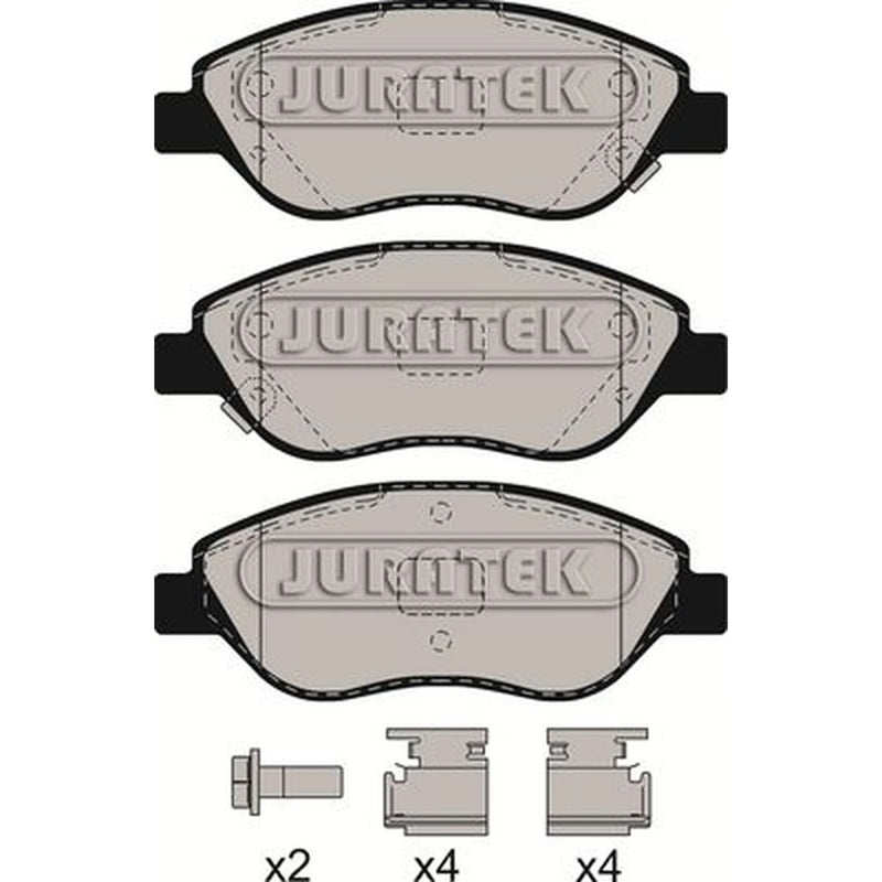Juratek Front Brake Vented Discs & Pads fits Fiat Tipo 2015-2020 1.0 1.3 1.4 1.6