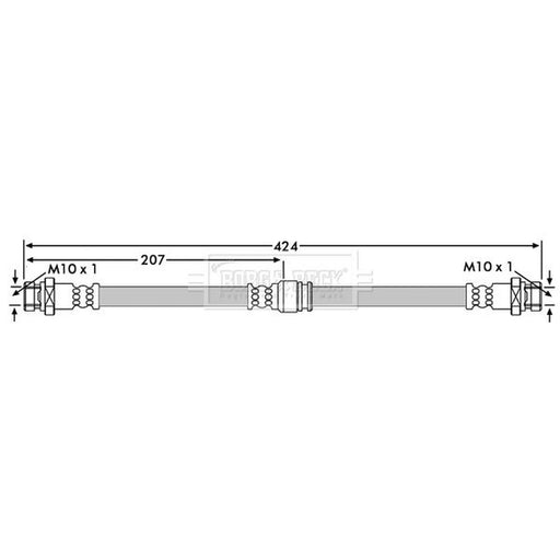 Borg & Beck Brake Hydraulic Hose Line Front Right BBH7104
