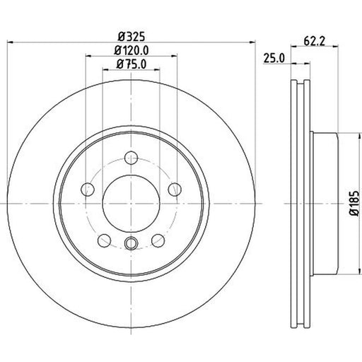 Mintex 2 x Internally Vented Brake Discs fits BMW X3 2003-2011 2.0 2.5 3.0