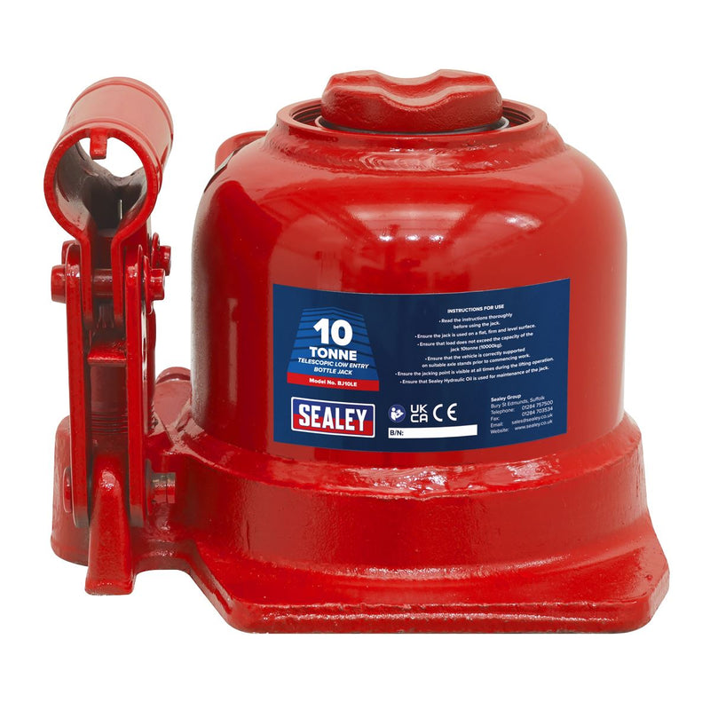 Sealey Bottle Jack 10 Tonne Low Profile Telescopic BJ10LE Sealey - Dynamic Drive