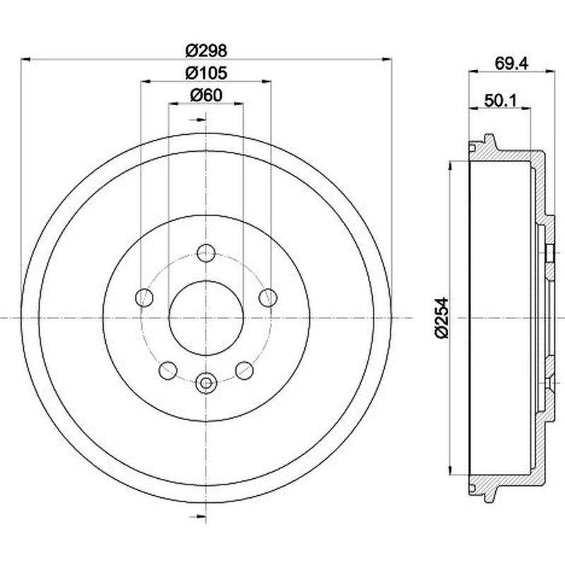 Mintex Brake Drum Assembly Rear fits Chevrolet Cruze 2009-2015 1.4 1.6 1.8 2.0