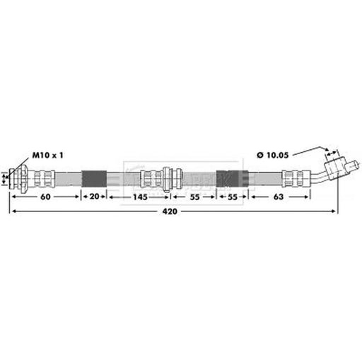 Borg & Beck Brake Hydraulic Hose Line Front Right BBH6880