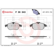 Brembo 4 x Front Brake Pad Set fits Cadillac Bls 2006-2010 1.9 2.0 2.8