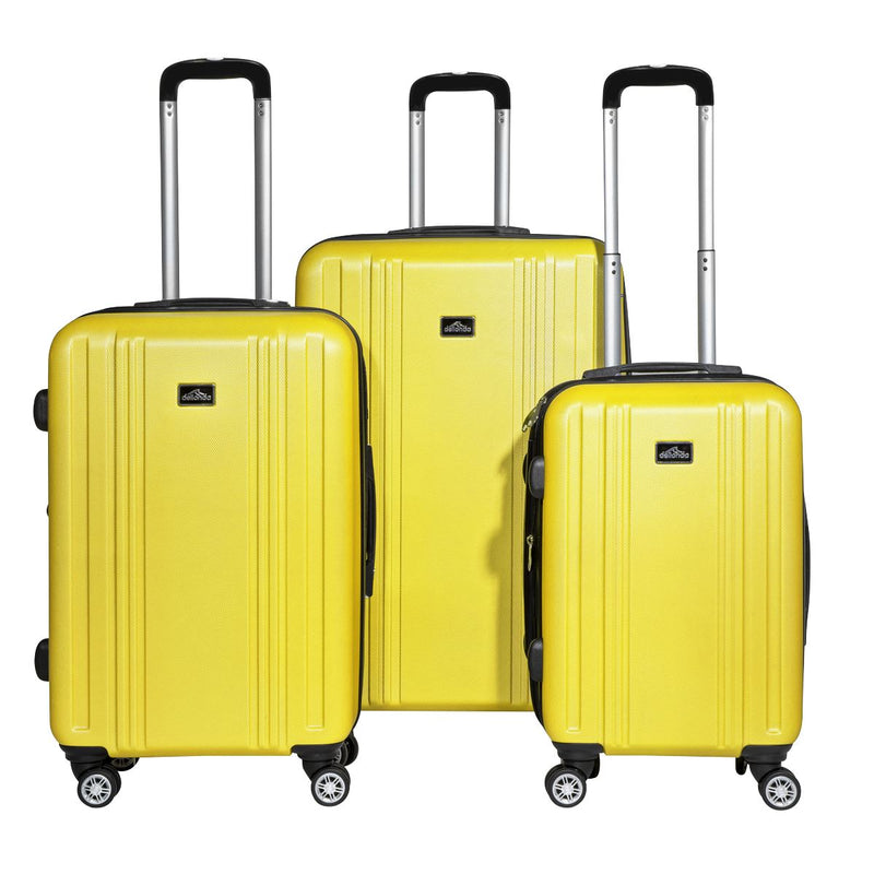 Dellonda 3-Piece Lightweight ABS Luggage Set with TSA Lock - Yellow Dellonda  - Dynamic Drive