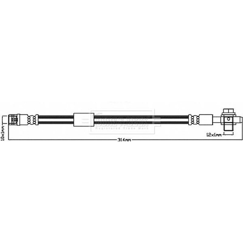 Borg & Beck Brake Hydraulic Hose Line Rear Right BBH7950