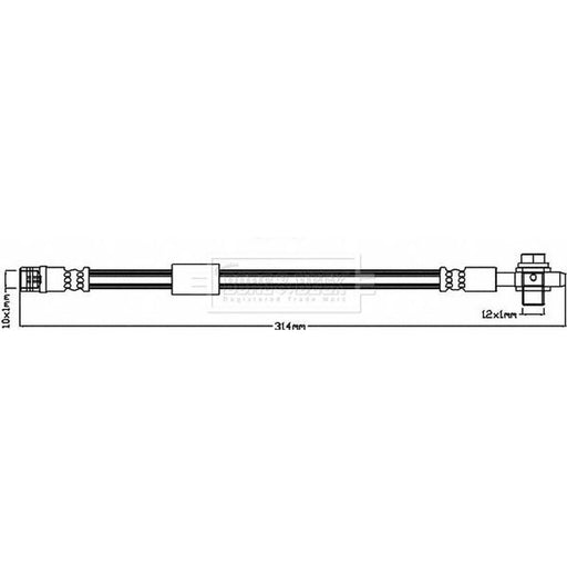 Borg & Beck Brake Hydraulic Hose Line Rear Right BBH7950