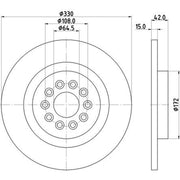 Mintex 2 x Solid Rear Brake Discs MDC2206-x2