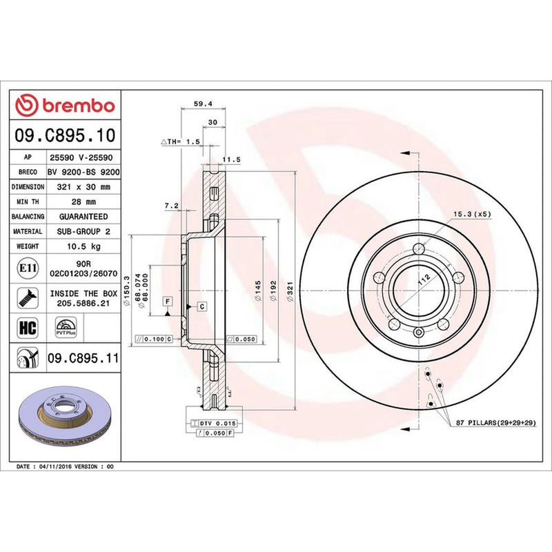 Brembo Front & Rear Brake Discs & Pads fits Audi A6 C6 2004-2011