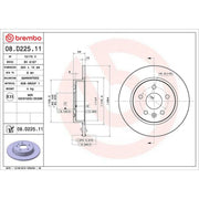 Brembo 2 x Solid Rear Brake Discs 08.D225.11-x2