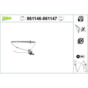Valeo Electric Window Regulator Lifter Left Front 861146