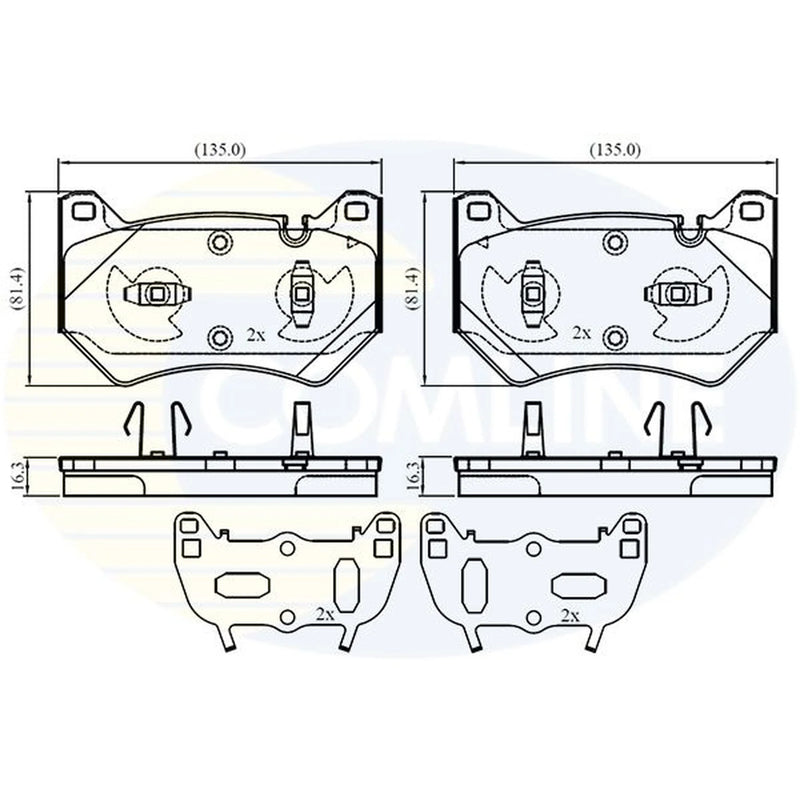 Comline 4 x Front Brake Pad Set fits Audi Q5 2016-2021 2.0