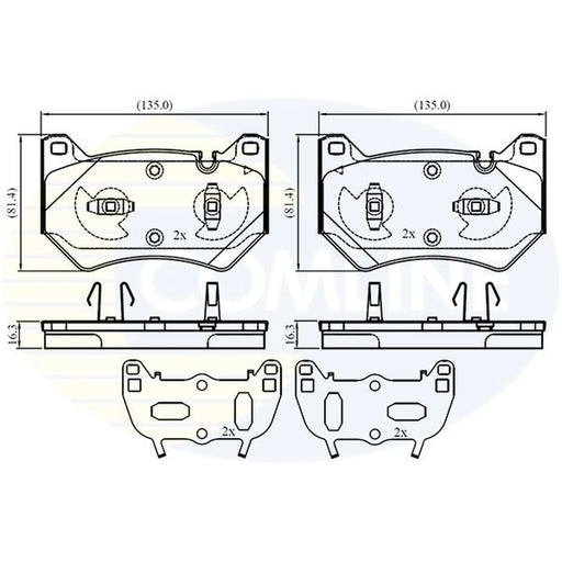 Comline 4 x Front Brake Pad Set fits Audi Q5 2016-2021 2.0