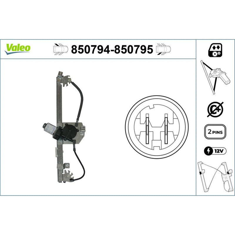 Valeo Electric Window Regulator Lifter Left Rear 850794