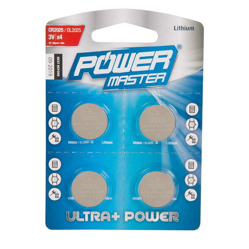 Powermaster Lithium Button Cell Battery CR2025 4pk CR2025 PowerMaster - Dynamic Drive