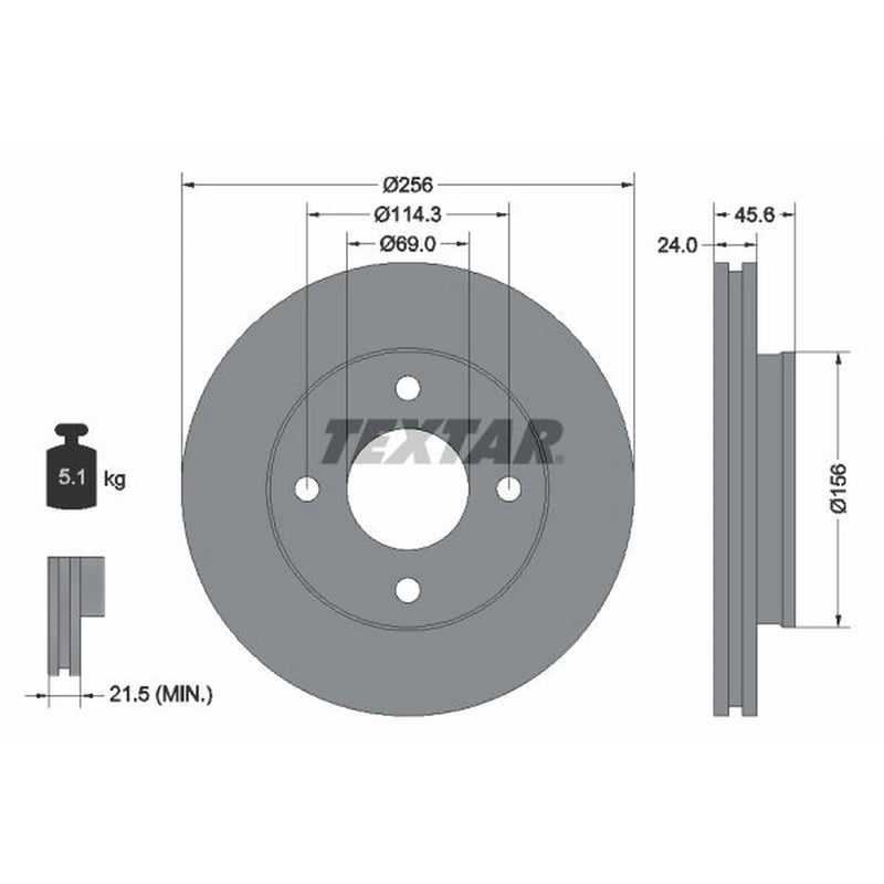 Textar 2 x Front Brake Discs 92134803-x2