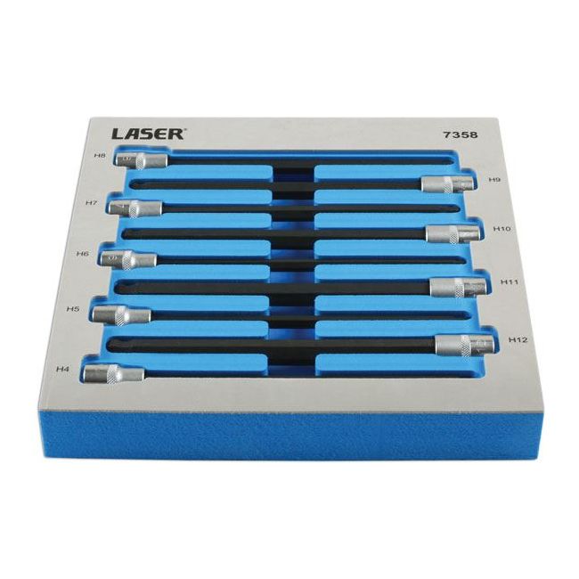 Laser Extra Long Ball End Hex Socket Bit Set 3/8"D 9pc 7358 Laser - Dynamic Drive