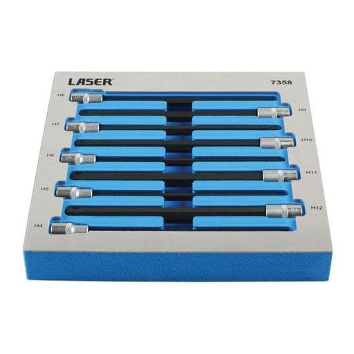 Laser Extra Long Ball End Hex Socket Bit Set 3/8"D 9pc 7358 Laser - Dynamic Drive