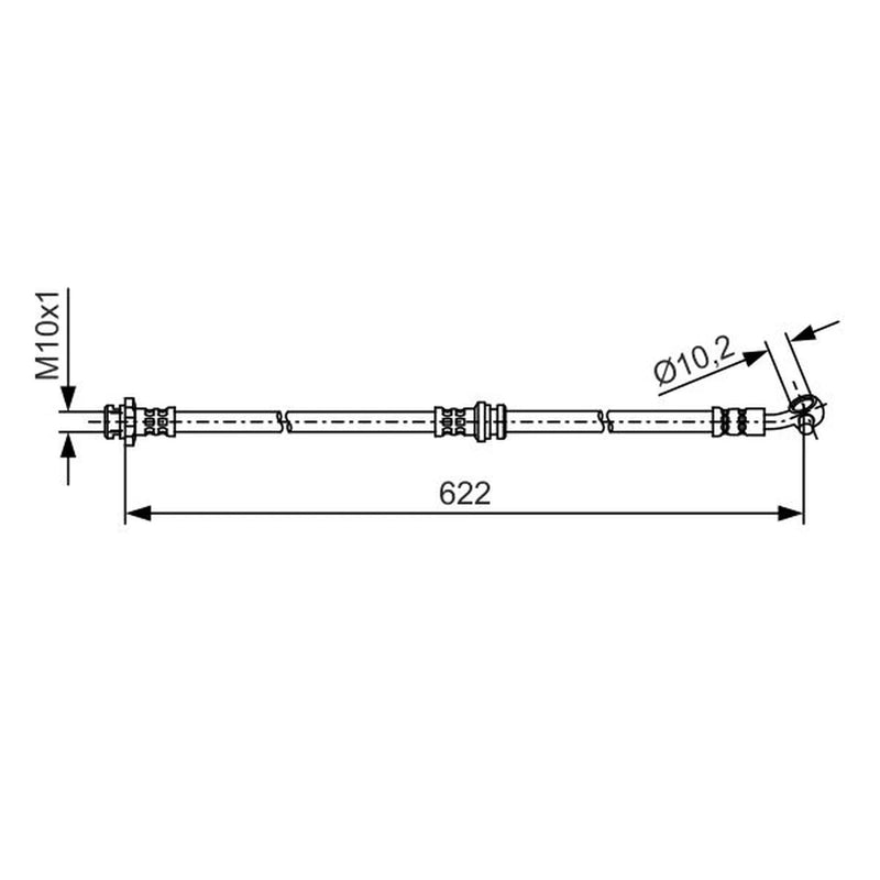 Bosch Brake Hydraulic Hose Line Front Left fits Nissan Qashqai II 2013-2021