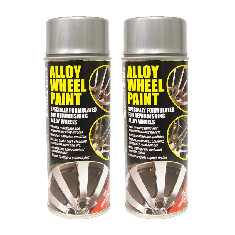 2X E-Tech Car Alloy Wheel Spray Paint METALLIC SILVER 400ml Can Chip Resistant E-Tech - Dynamic Drive