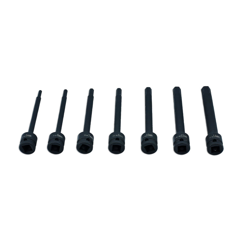 Laser Extra Long Impact Hex Bit Set 1/2"D 7pc 8580 Laser - Dynamic Drive