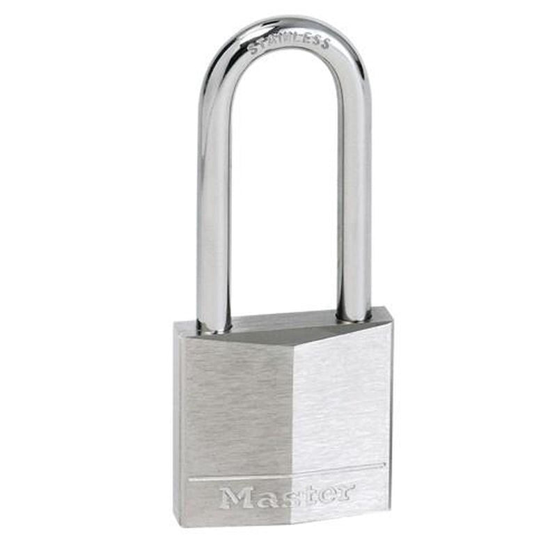 Masterlock Padlock Nickel Brass 40mm SS Long Shackle Masterlock - Dynamic Drive