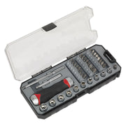 Sealey Fine Tooth Ratchet Screwdriver Socket & Bit Set 38pc AK64905 Sealey - Dynamic Drive