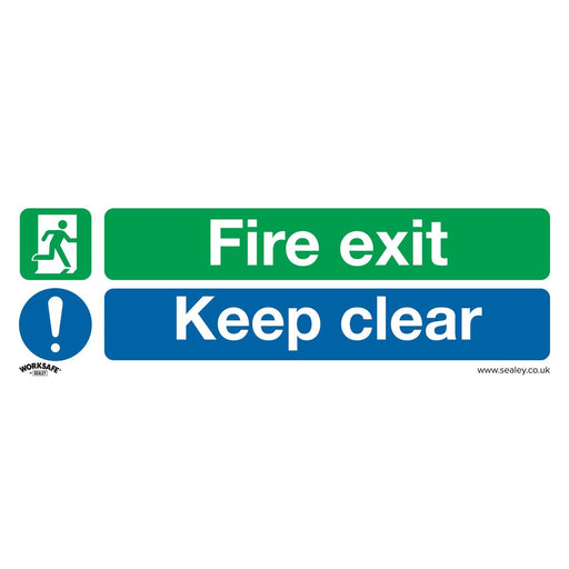 Sealey Safe Conditions Safety Sign Fire Exit Keep Clear (Large) Rigid Plastic Sealey - Dynamic Drive