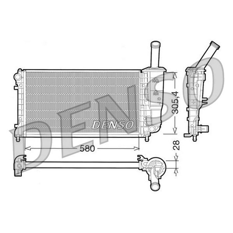 Denso Engine Radiator fits Fiat Punto 2003-2012 1.4