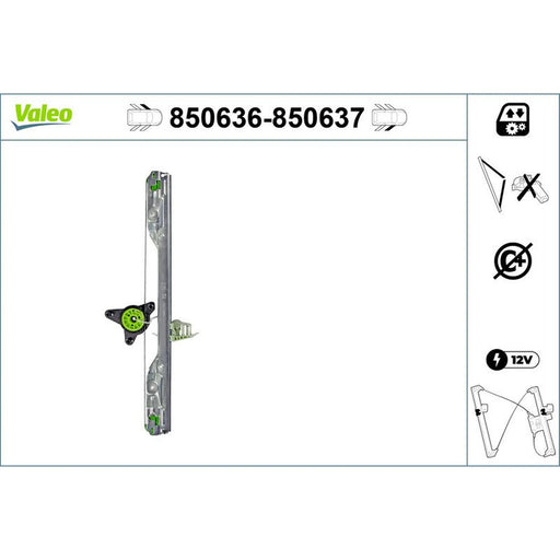 Valeo Electric Window Regulator Lifter Right Front 850637