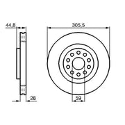 Bosch 2 x Internally Vented Brake Discs fits Lancia Thesis 2003-2009 2.4