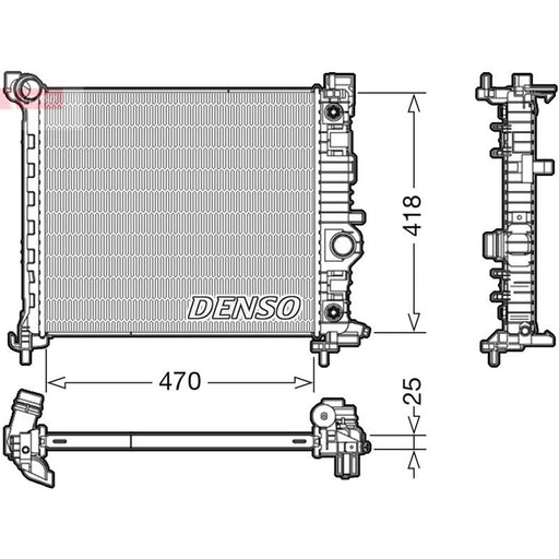 Denso Engine Radiator fits Opel Meriva B 2010-2017 1.4 1.7