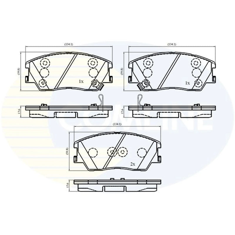 Comline 4 x Front Brake Pad Set fits Kia Soul III 2019 on 1.6 2.0