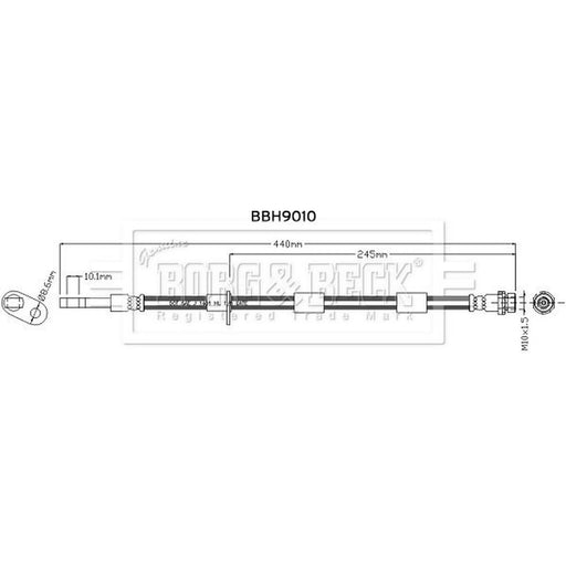 Borg & Beck Brake Hydraulic Hose Line Front Left BBH9010