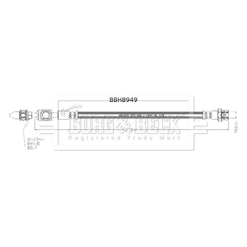 Borg & Beck Brake Hydraulic Hose Line Rear Right BBH8949