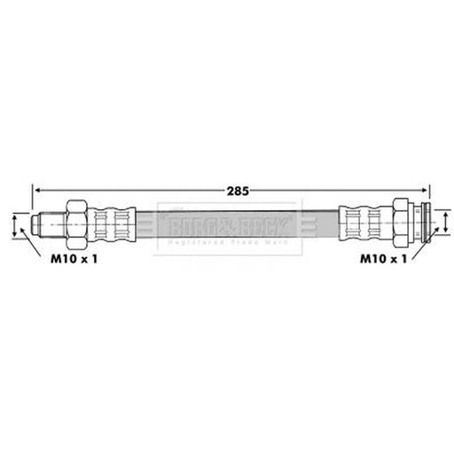 Borg & Beck Brake Hydraulic Hose Line Rear Right BBH6089