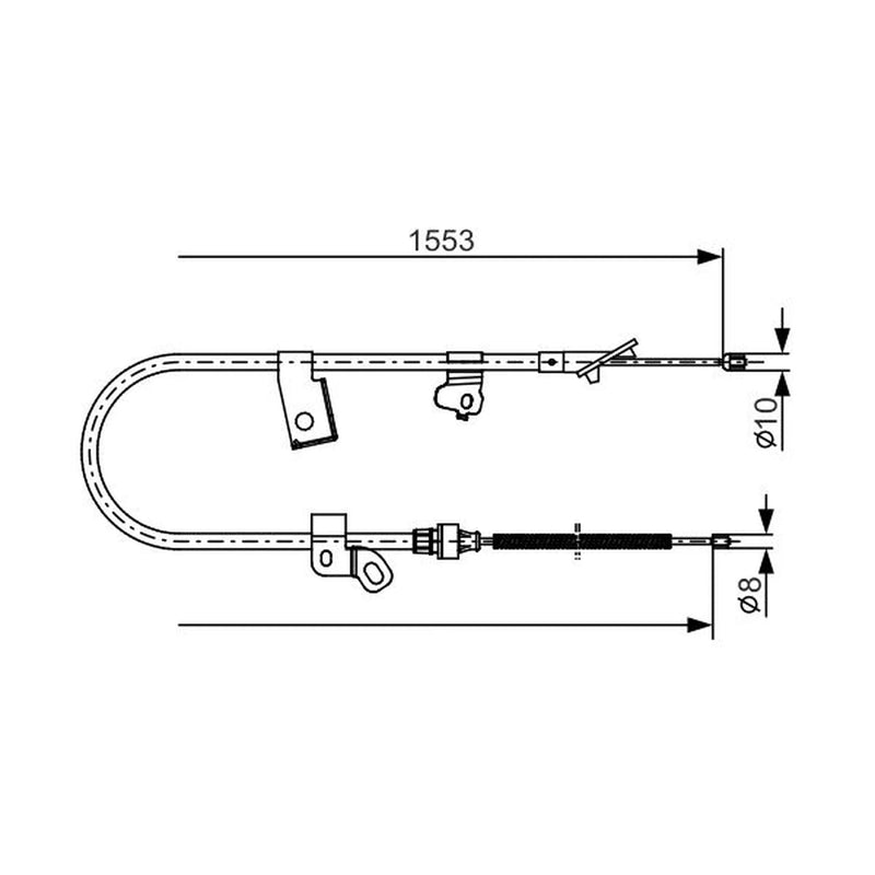 Bosch Handbrake Cable Right Rear fits Toyota Yaris/Vitz 2001-2005 1.0 1.3 1.4