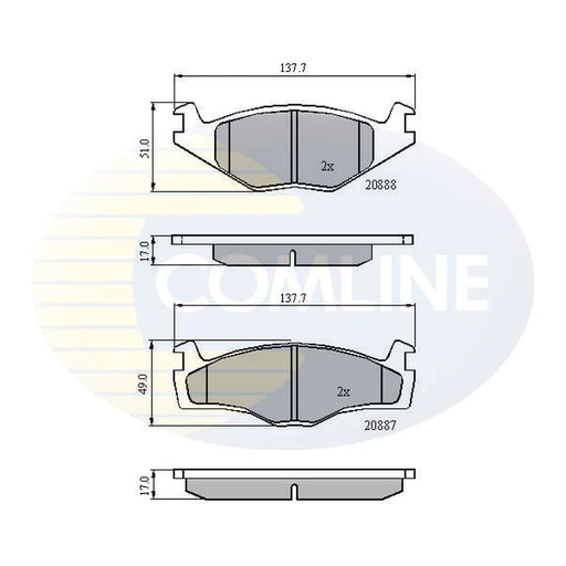 Comline 4 x Front Brake Pad Set fits Seat Cordoba 1994-2002 1.0 1.4 1.9