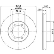 Mintex 2 x Vented Front Brake Discs MDC2275-x2