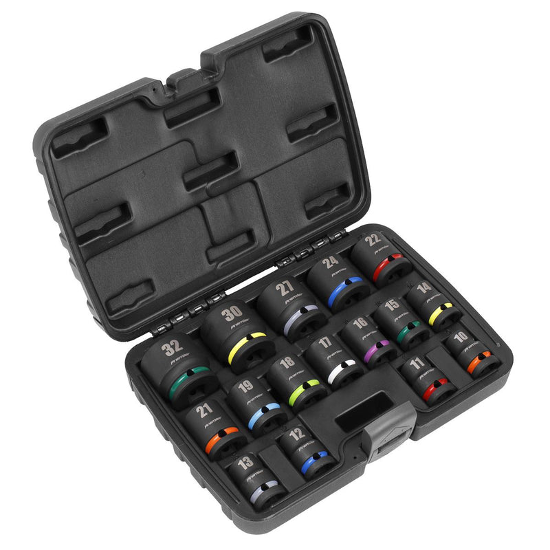 Sealey Premier Premier Impact Socket Set 1/2"Sq Drive 16pc AK5625M Sealey Premier - Dynamic Drive