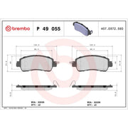 Brembo 4 x Front Brake Pad Set fits Mazda 2 2014 on 1.3 1.5