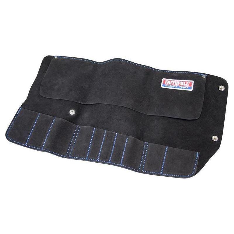 Faithfull 10 Pocket Leather Tool Roll Faithfull - Town Tools