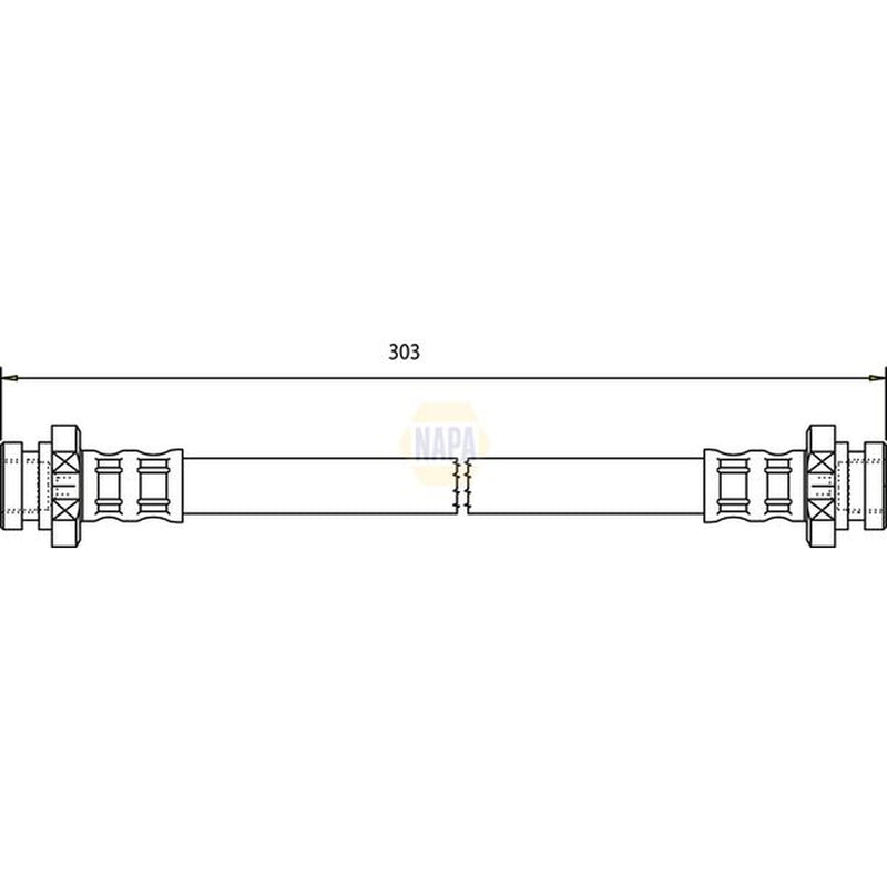 NAPA Brake Hydraulic Hose Line Rear fits Nissan Micra C+C III 2005-2010 1.4 1.6