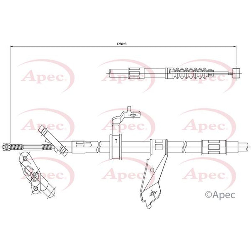 Apec Handbrake Cable Left Rear fits Toyota Rav 4 2000-2005 2.0