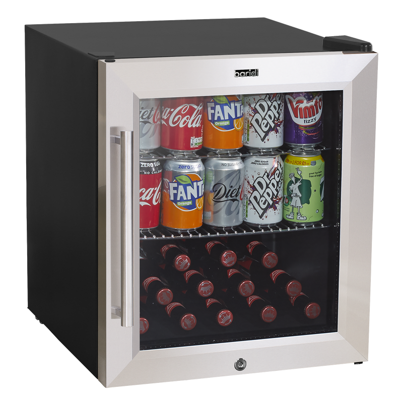 Baridi 50L Tabletop Drinks Fridge Mini Beer Cooler Glass Door Stainless Steel Baridi  - Dynamic Drive