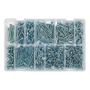 Sealey Self Tapping Screw Assortment 600pc Countersunk Pozi Zinc AB065STCP Sealey - Dynamic Drive